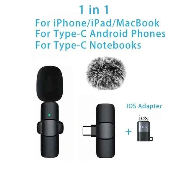 Rapuntek™ Wireless Lavalier Microphone with Noise Reduction – USB-C & iPhone | Live Streaming & Interviews