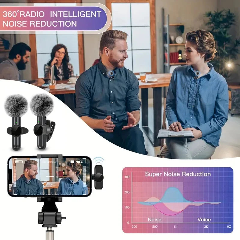 Rapuntek™ Wireless Lavalier Microphone – Plug & Play, 20m Range, 10H Battery | iPhone & USB-C