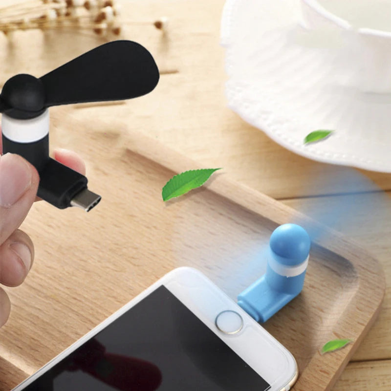 Rapuntek™ Mini Portable USB Fan – Micro USB & Type-C Phone Cooler for Gaming, Streaming & Everyday Use