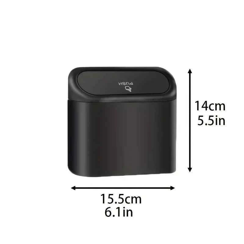 HOMEFISH Mini Car Trash Can with Lid – Leak-Proof Press-Top Bin with 3 Rolls of Black Garbage Bags