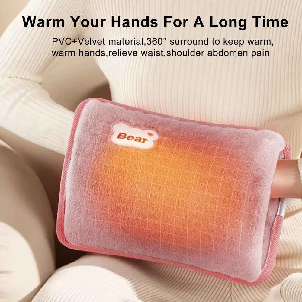 Raugee Electric Hot Water Bag – Rechargeable Hand Warmer Pillow | Fast Charge, Explosion-Proof, Soft Velvet Cover