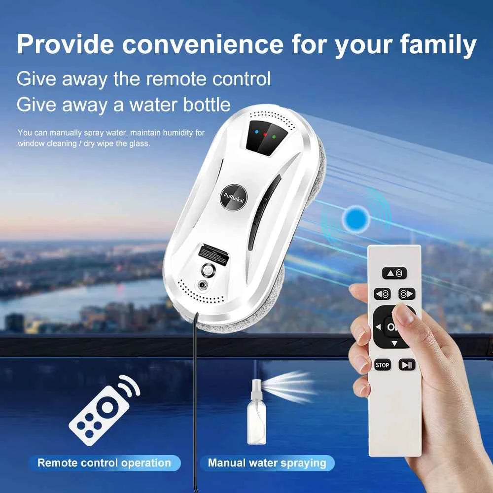PuRuiKai PRK-N361 Window Cleaning Robot – 5600Pa Suction, Remote Control, 20-Min Power-Loss Protection | EU, UK, US, AU Plug