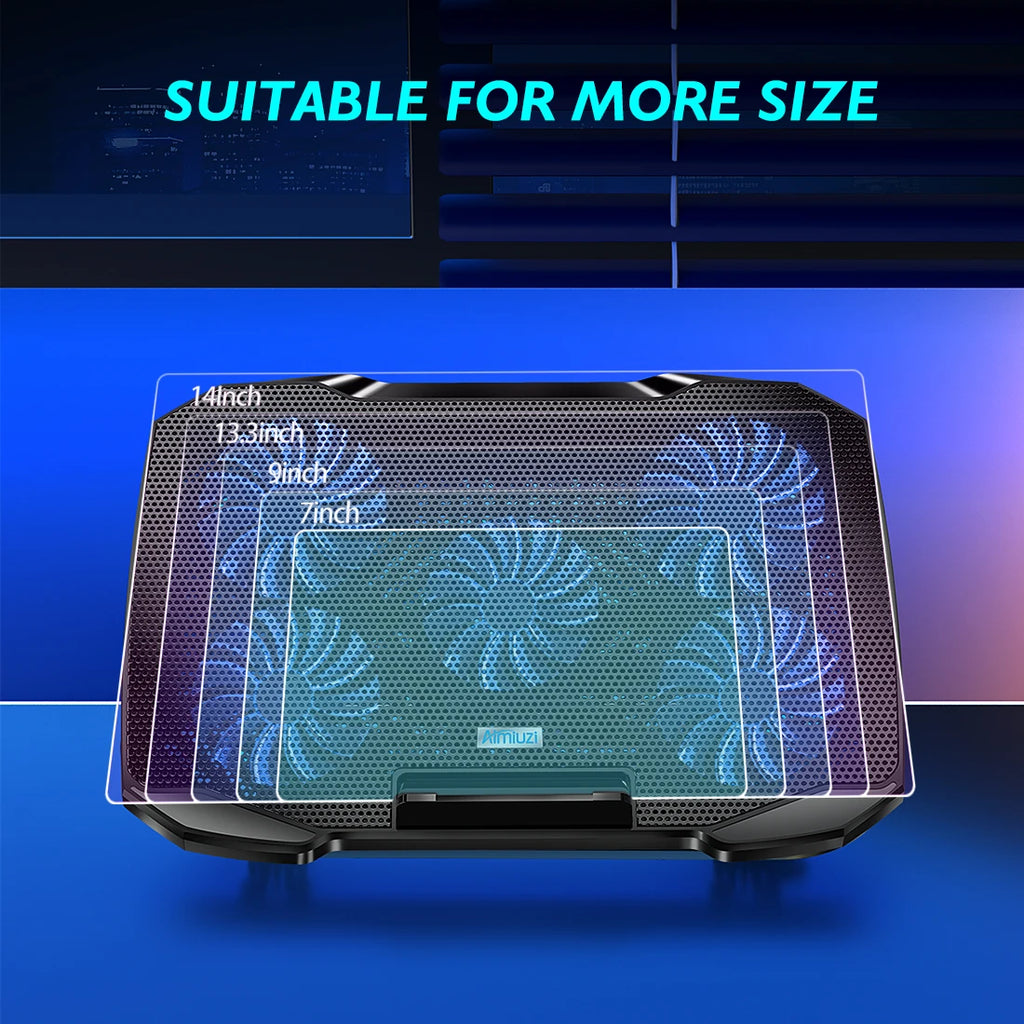 COOLCOLD Laptop Cooling Pad – 5 Quiet Fans, 5-Angle Adjustable Stand with Phone Holder for 12–17 Inch Laptops