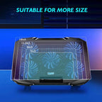 COOLCOLD Laptop Cooling Pad – 5 Quiet Fans, 5-Angle Adjustable Stand with Phone Holder for 12–17 Inch Laptops