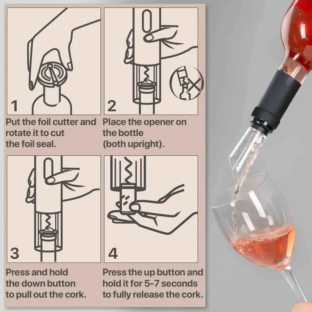 Electric Wine Bottle Opener – Rechargeable Automatic Corkscrew