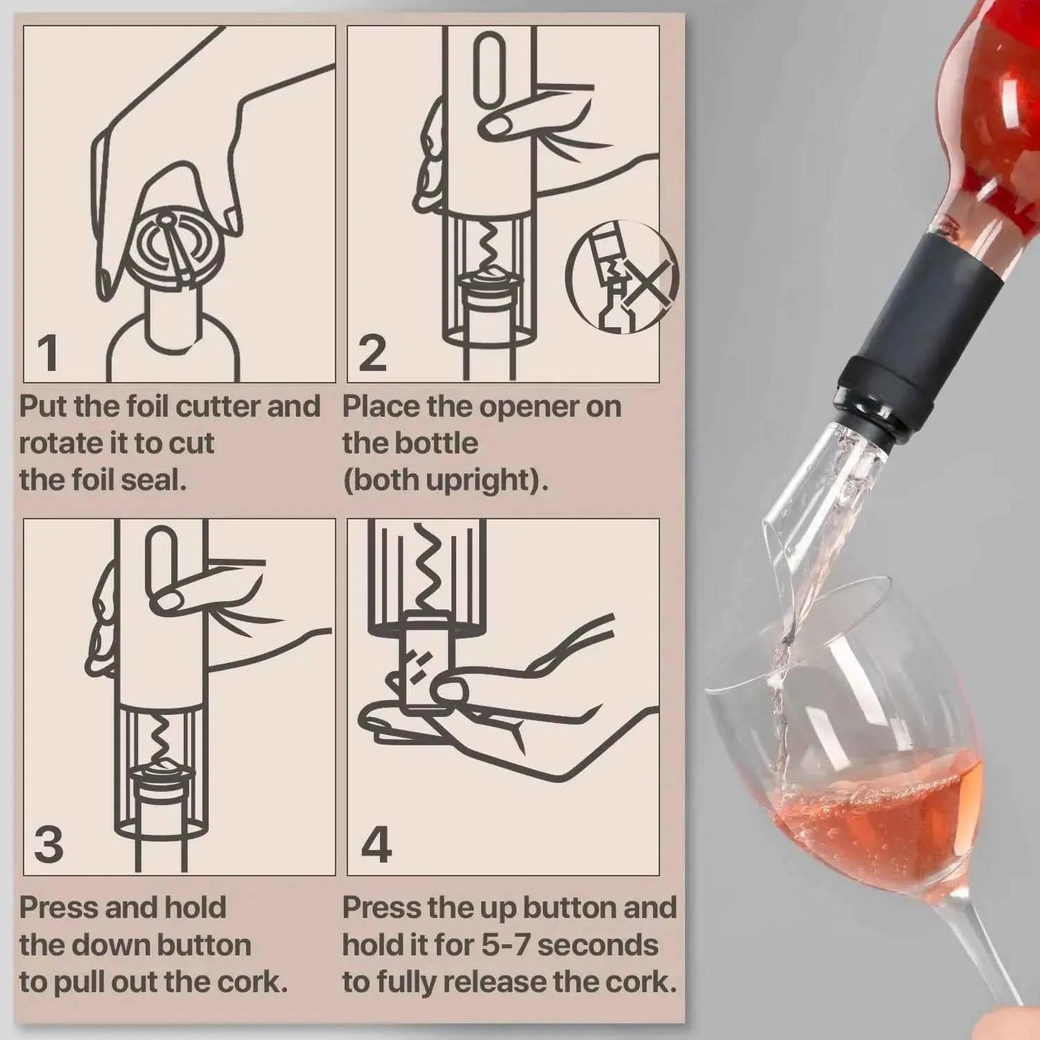 Electric Wine Bottle Opener – Rechargeable Automatic Corkscrew