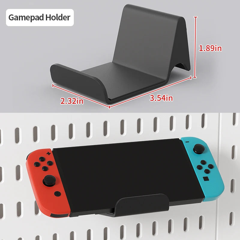 No-Drill Gaming Room Pegboard Wall Organizer – Controller, Headphone & Keyboard Storage Rack