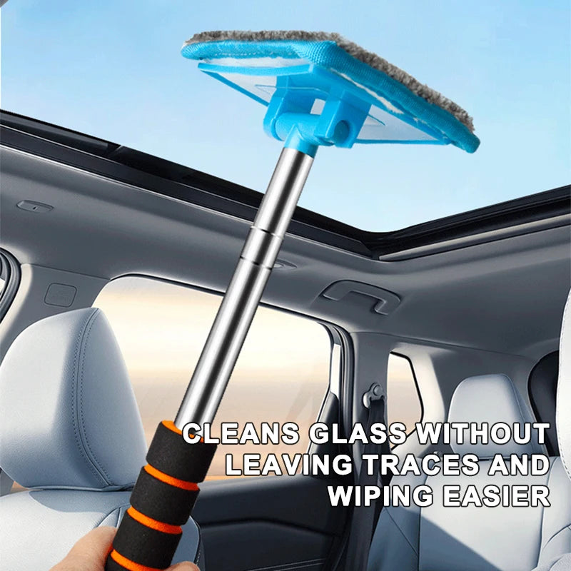 Telescopic Car Windshield Cleaning Brush with Microfibre Head