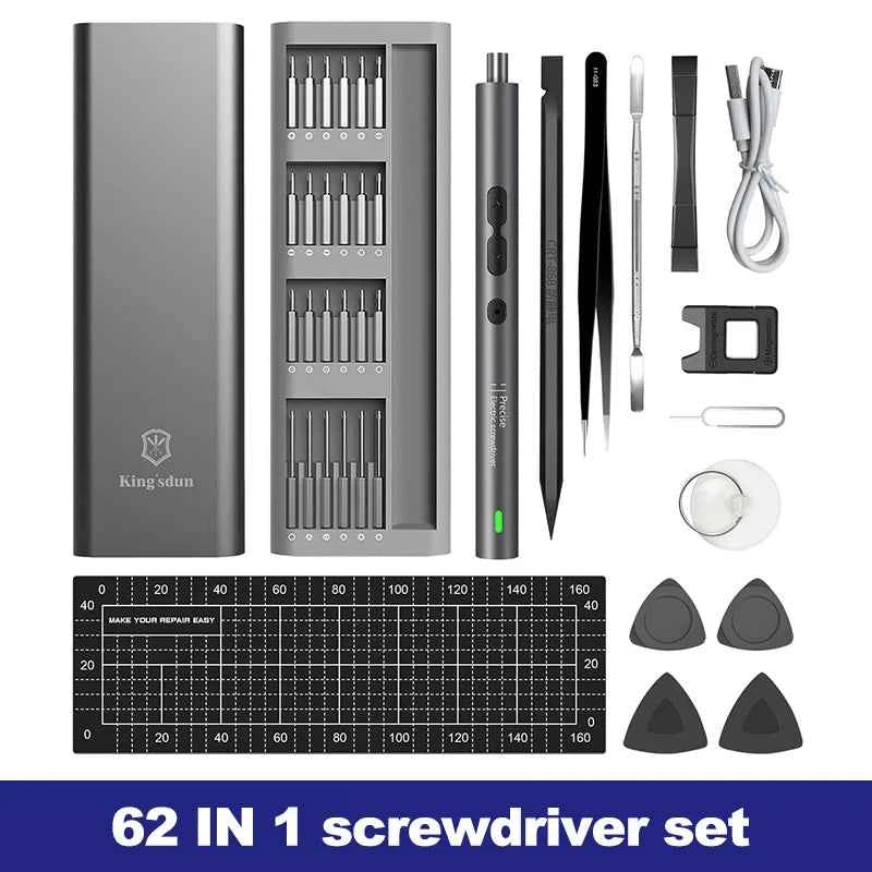 62-in-1 Precision Electric Screwdriver Set – Wireless Cordless Power Tool Kit