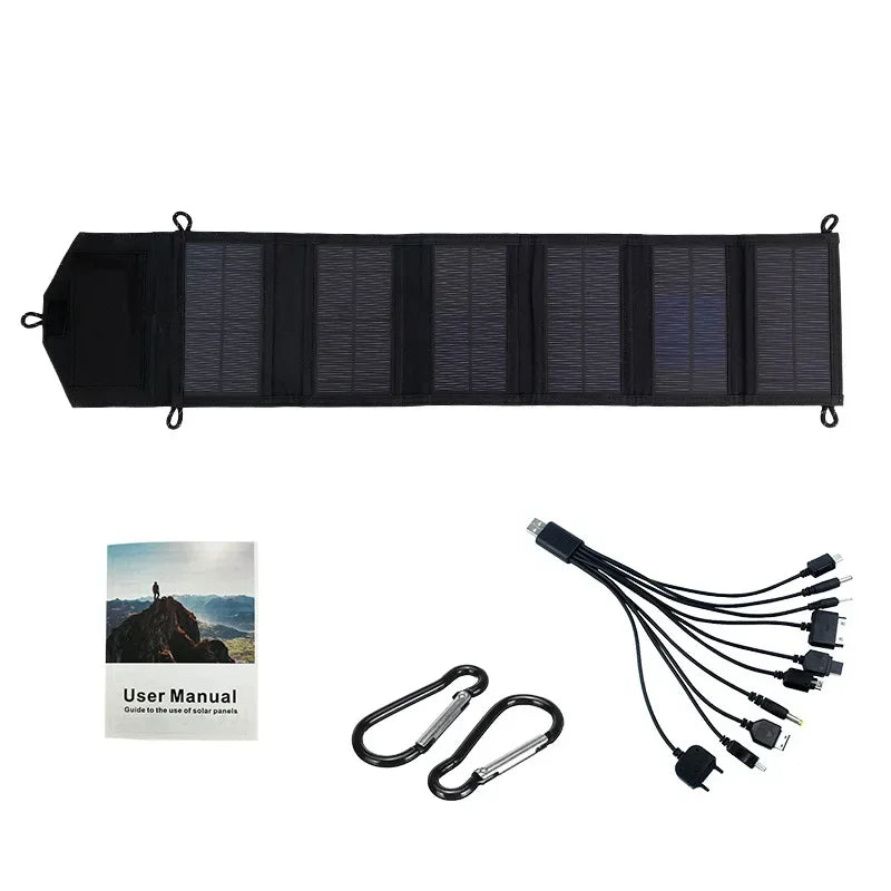 800W Foldable Solar Panel Charger – 6-Fold Portable USB 5V DC Power Supply for Camping & Hiking