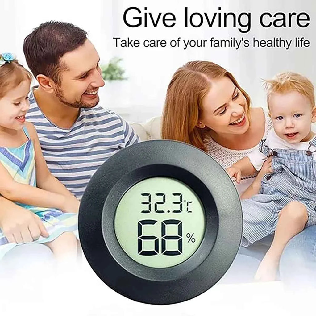 Round Digital LCD Thermometer Hygrometer – Temperature & Humidity Meter for Car, Home & Pet Box