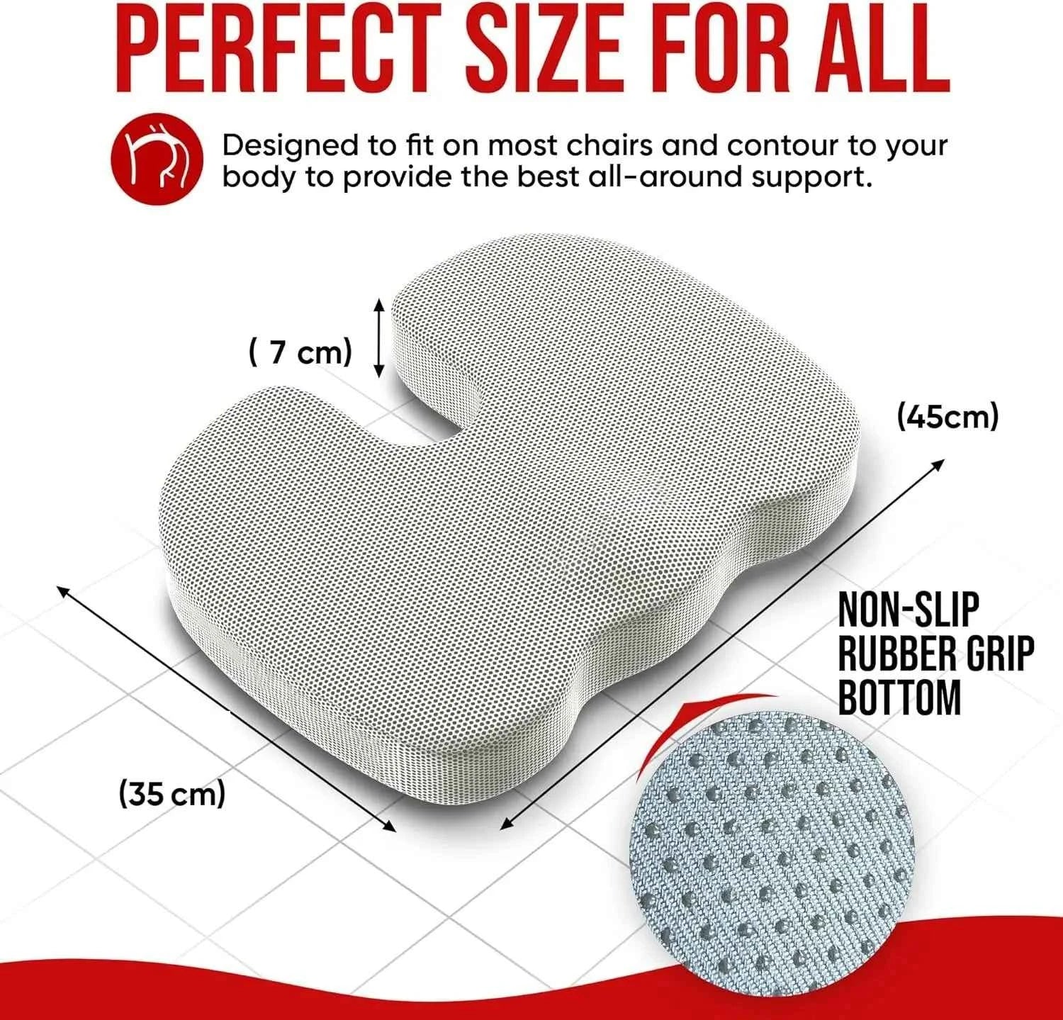 Ergonomic Memory Foam Seat Cushion – Pressure Relief Chair Pad for Office & Home