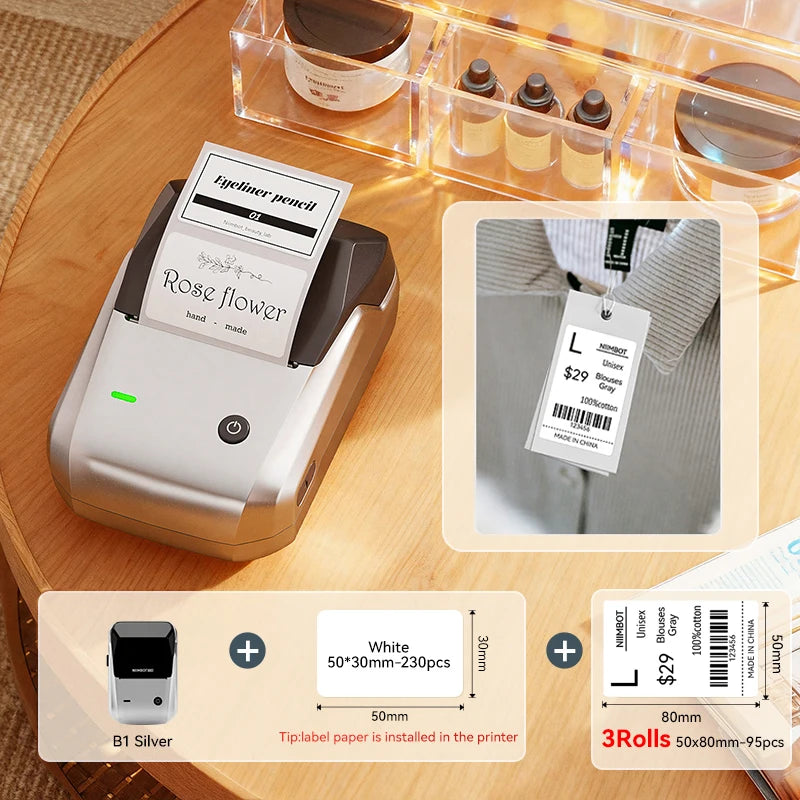 NIIMBOT B1 Portable Bluetooth Label Printer — 2-Inch Thermal Sticker Maker for Smartphones & PC