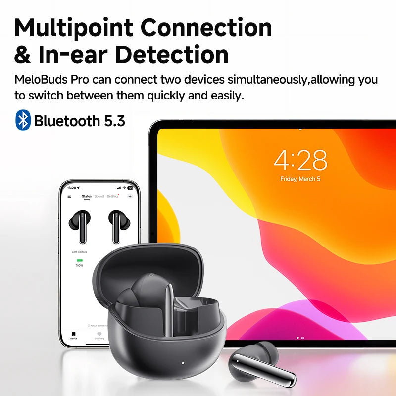 QCY MeloBuds Pro ANC Wireless Earbuds – 46dB Hybrid ANC, LDAC Hi-Res, Bluetooth 5.3, 6 Mic, 34H Playtime