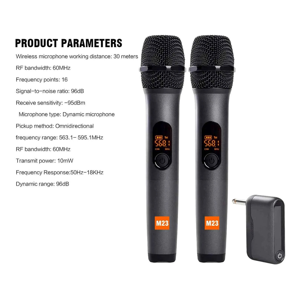 G-MARK M23 UHF 2-Channel Wireless Microphone System – Rechargeable Handheld Mic for Karaoke, Church & DJ