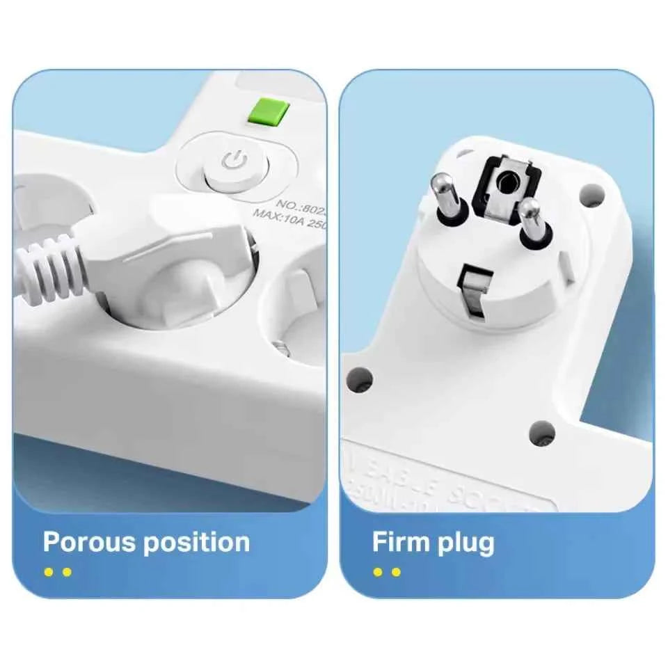 EU Power Strip | 4 AC Outlets, 2 USB + 1 Type-C, Individual Switches & Night Light
