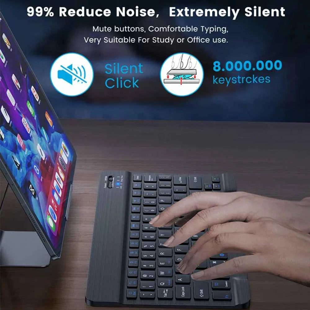 Bluetooth Wireless Keyboard & Mouse Combo – Silent, Multi-Language, Compatible with iPad, iOS, Android & Windows