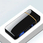 Briquet Électrique Anti-vent en Métal Double Arc Plasma Sans Flamme Rechargeable USB avec Affichage LED et Capteur Tactile