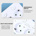 EU Power Strip | 4 AC Outlets, 2 USB + 1 Type-C, Individual Switches & Night Light