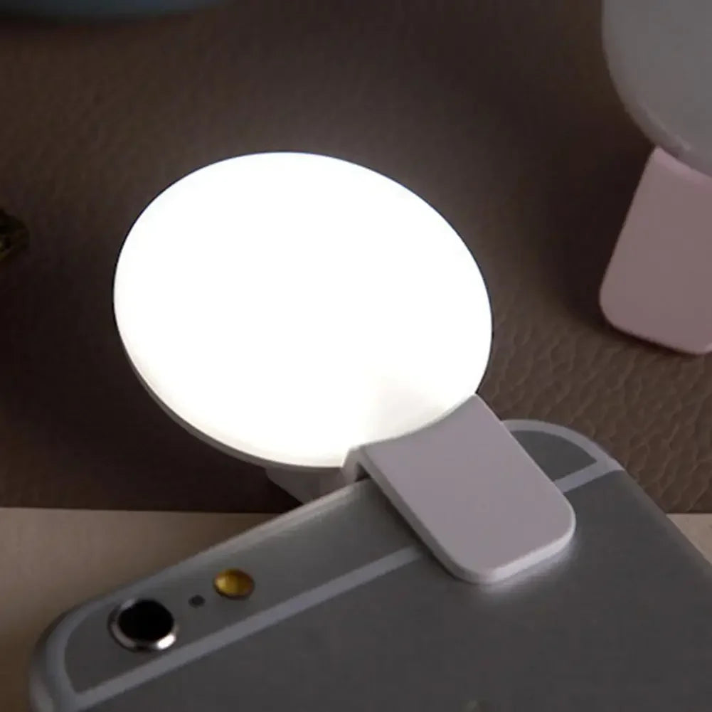 Rapuntek™ Mini Clip-On LED Selfie Ring Light – 3-Level Dimming Fill Light for Phone, Makeup & Video Calls