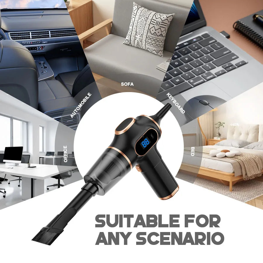 Wireless Car Vacuum Cleaner — 60W Handheld Mini Vacuum with HEPA Filter for Car, Home & Office