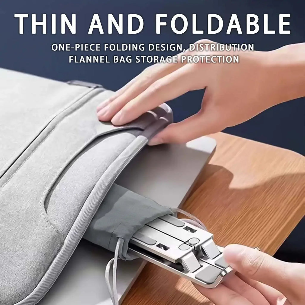 Adjustable Aluminium Laptop Stand – 6-Level Height, Foldable & Portable for 8–16" Laptops with Enhanced Ventilation