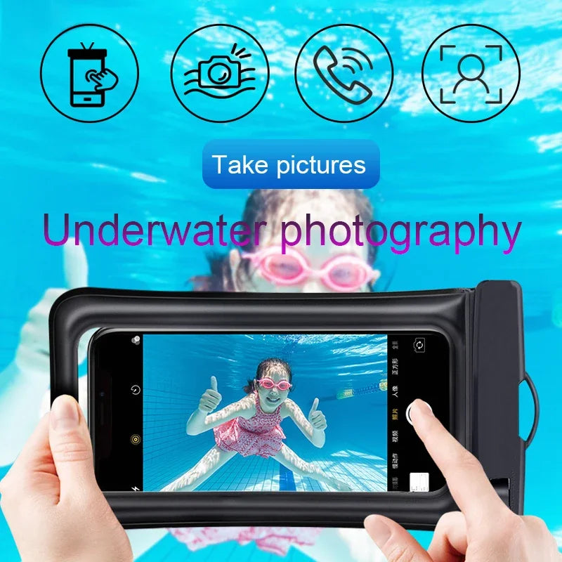 Double Airbag Waterproof Phone Pouch — Floating, Touchscreen & Multicolour | Swimming & Rafting Dry Bag