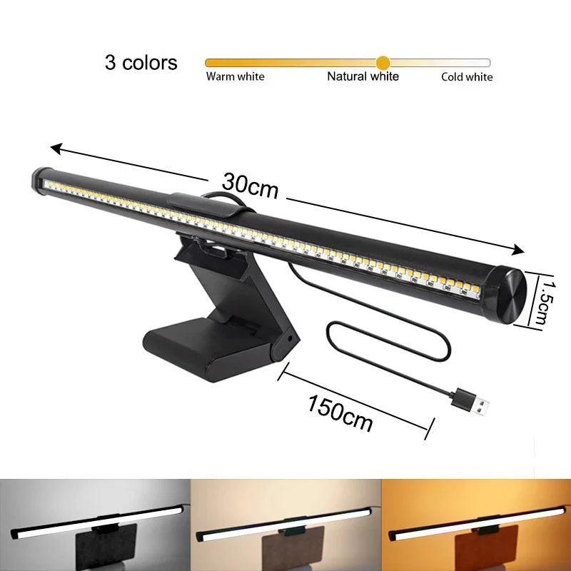 LED Monitor Light Bar – Eye-Care Stepless Dimming Screen Hanging Desk Lamp for Work & Gaming