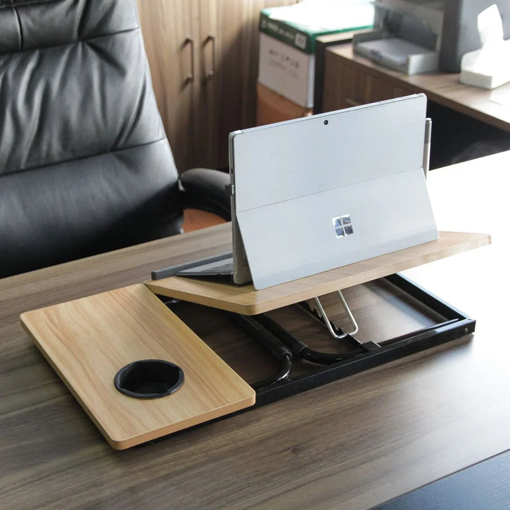 Adjustable Folding Laptop Desk with Cup Holder – 5 Height Levels