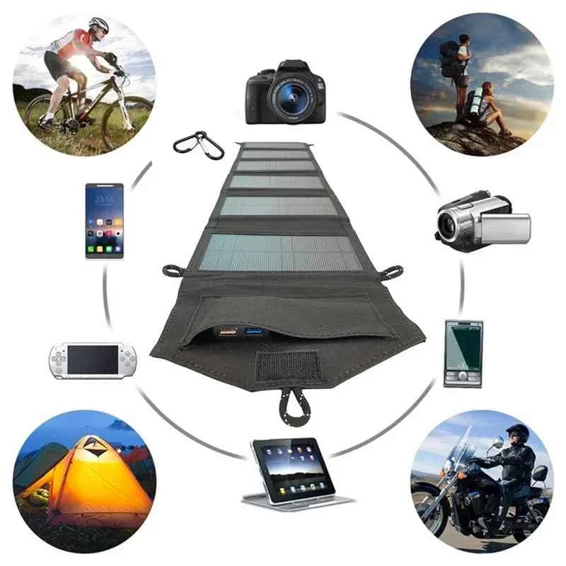 800W Foldable Solar Panel Charger – 6-Fold Portable USB 5V DC Power Supply for Camping & Hiking