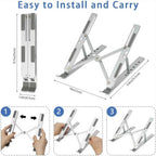 Adjustable Aluminium Laptop Stand – 6-Level Height, Foldable & Portable for 8–16" Laptops with Enhanced Ventilation