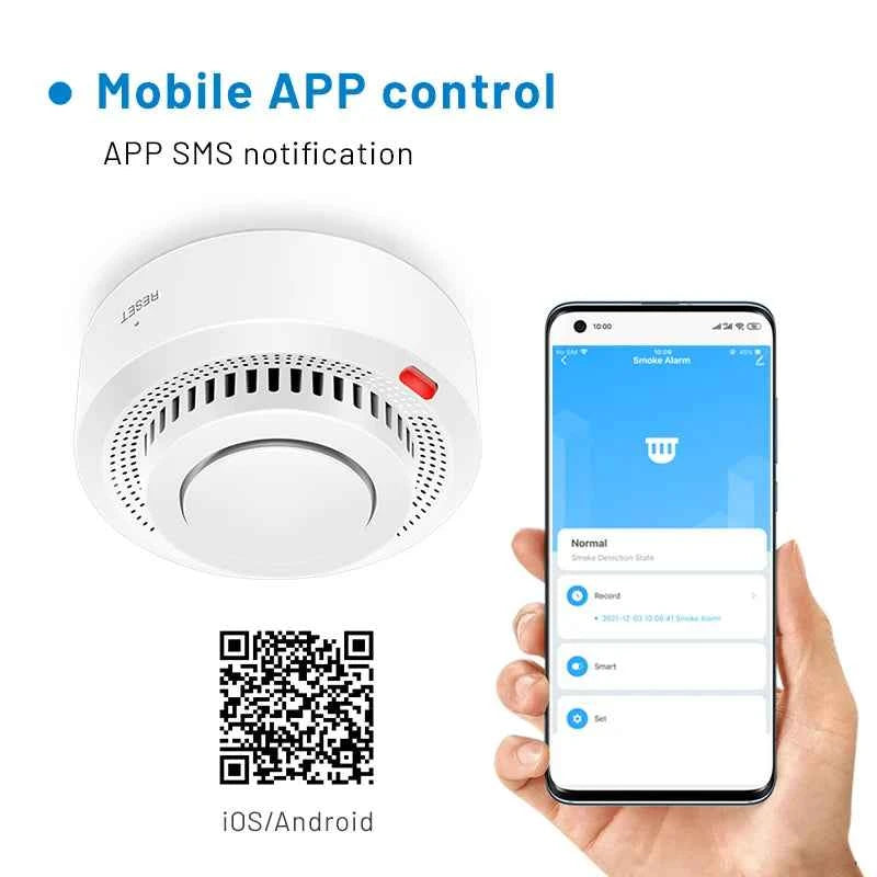 Tuya WiFi Smart Smoke Detector 2-Pack | 85dB Alarm, App Alerts, Alexa & Google