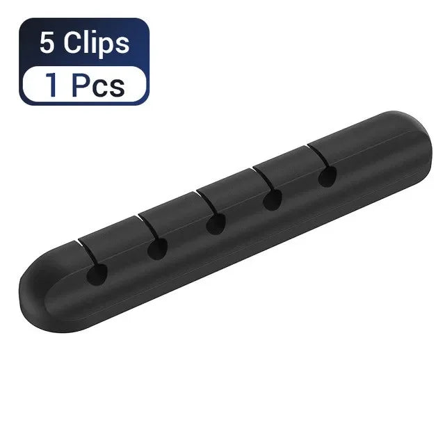 Silicone Cable Organizer Clips — Desktop Cable Management for USB & Earphone Cables