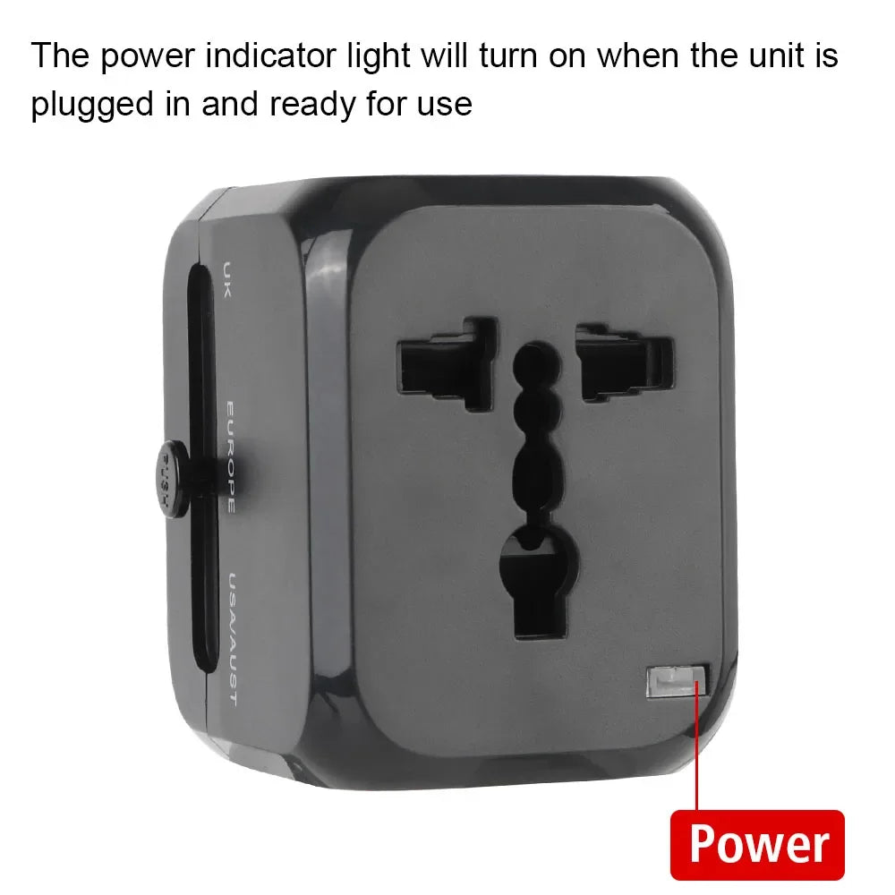 4-in-1 Universal Travel Adapter with USB & USB-C Ports | Worldwide Plug Converter