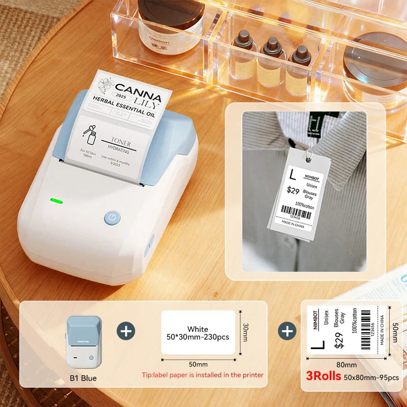 NIIMBOT B1 Portable Bluetooth Label Printer — 2-Inch Thermal Sticker Maker for Smartphones & PC