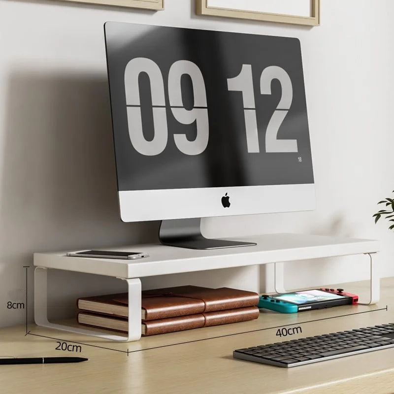 Elevated Monitor Stand with Home Office Storage Rack
