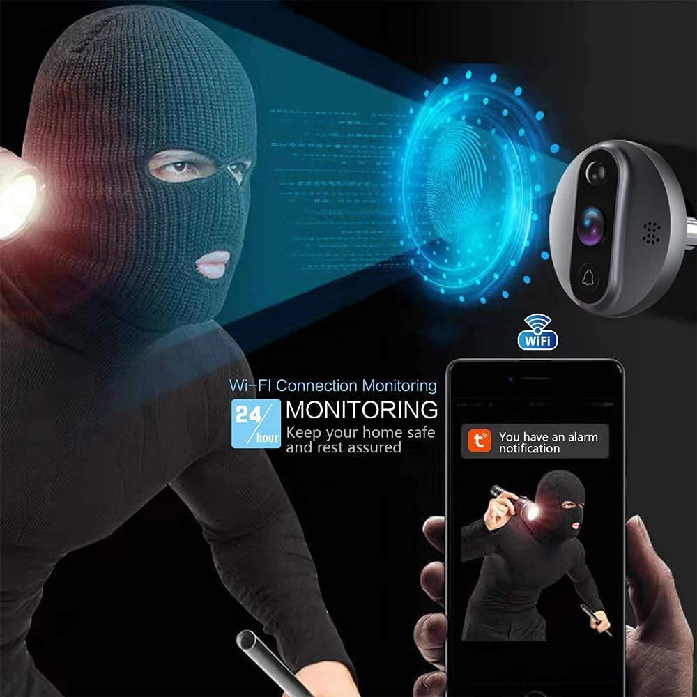 3MP Smart Life Tuya WiFi Video Doorbell Camera – 1080P, 5000mAh Battery, PIR Motion, IR Night Vision | Alexa Google