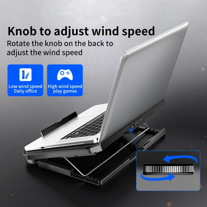 Q100 17-Inch Gaming Laptop Cooling Pad – LED Screen, 2600RPM Fan, Dual USB Port Notebook Stand Cooler