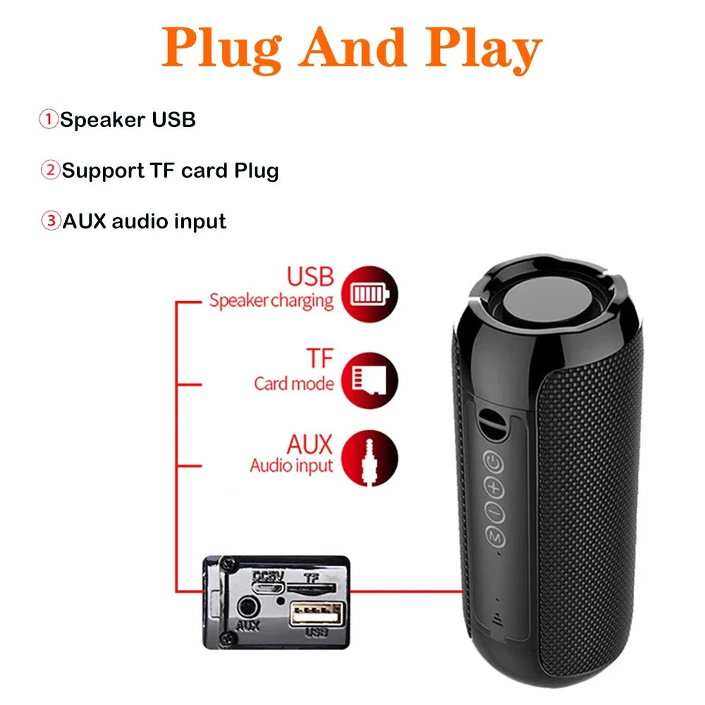 Portable Wireless Bluetooth Speaker – Subwoofer Bass, FM Radio, Hands-Free for Smartphones & Outdoor Use