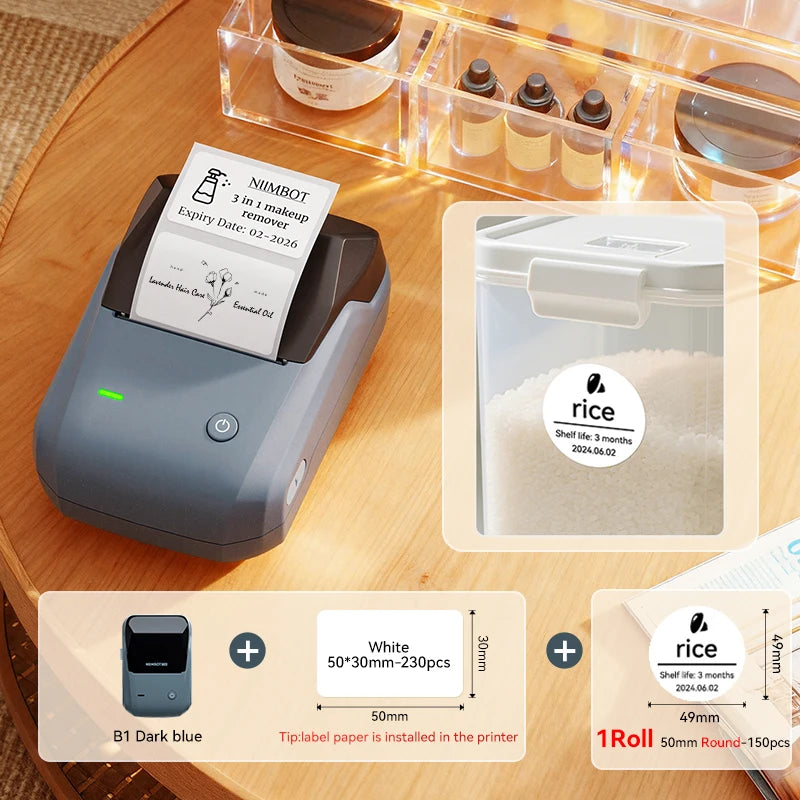 NIIMBOT B1 Portable Bluetooth Label Printer — 2-Inch Thermal Sticker Maker for Smartphones & PC