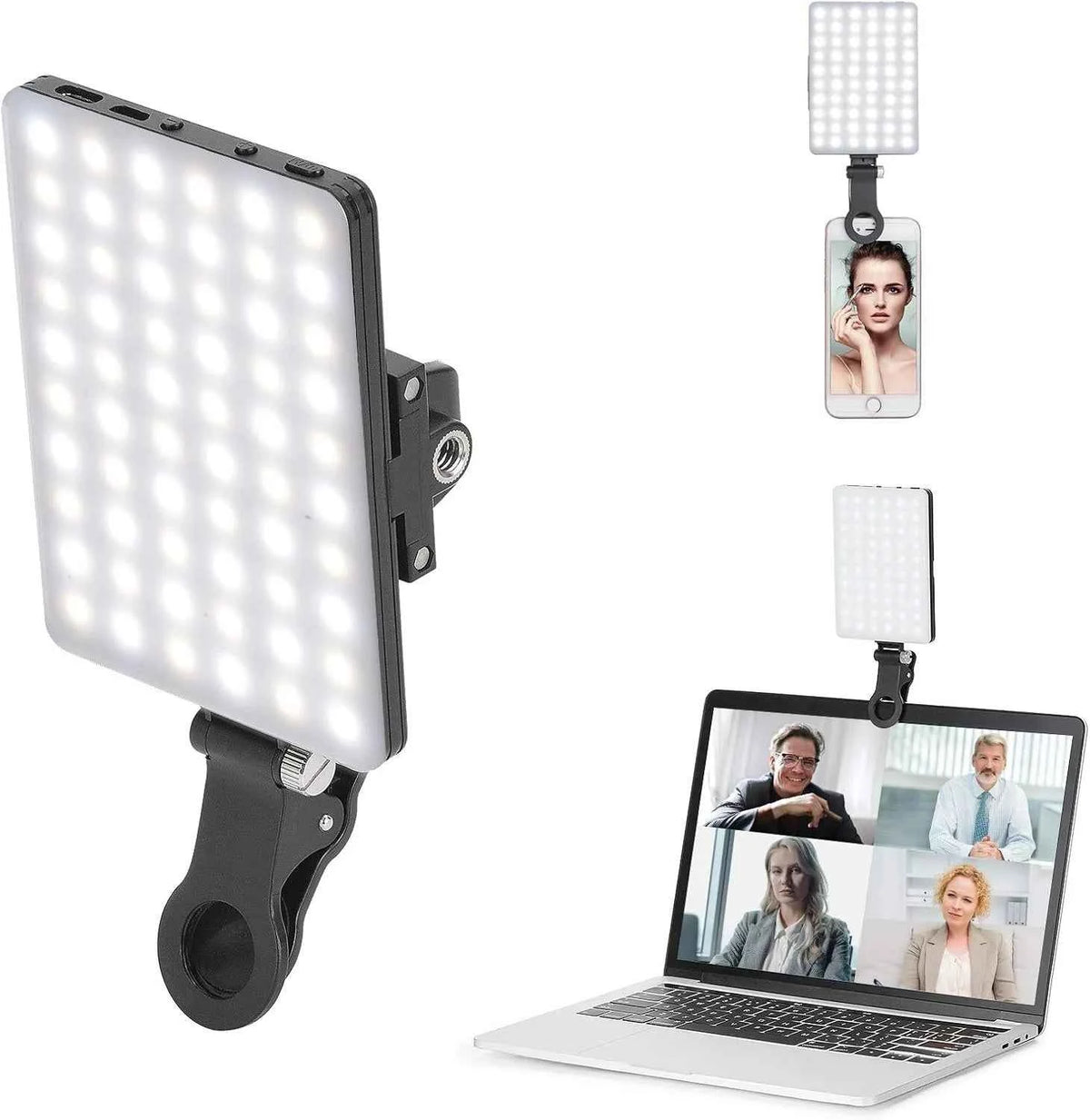 LED Clip-On Selfie & Video Conference Light – 3 Lighting Modes for iPhone, Laptop & Camera