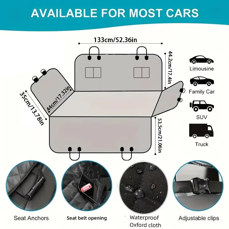 Waterproof Dog Car Seat Hammock Cover – Scratch-Resistant Polyester