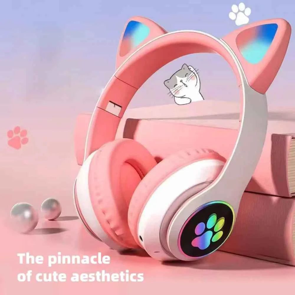 Cat Ear Bluetooth Headset with LED Lights | Wireless Kids Headphones with Microphone