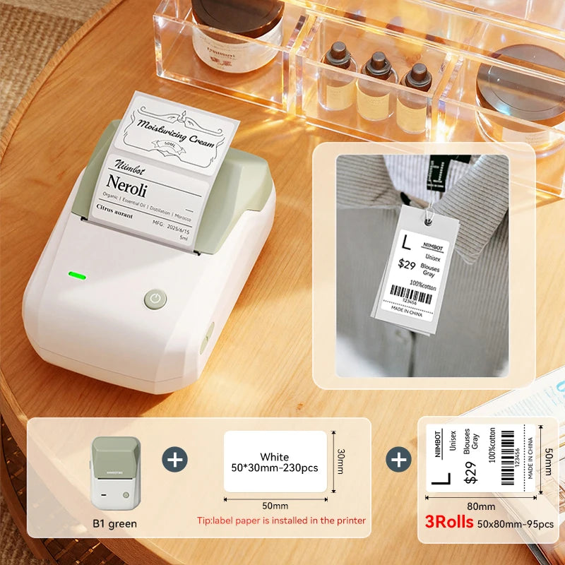 NIIMBOT B1 Portable Bluetooth Label Printer — 2-Inch Thermal Sticker Maker for Smartphones & PC
