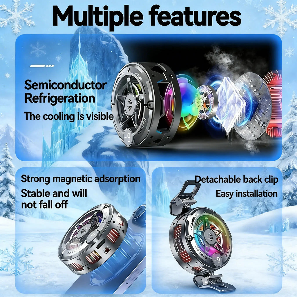 Rapuntek™ K20 Magnetic Phone Cooler – Semiconductor Cooling Fan with RGB Display for Mobile Gaming & Streaming