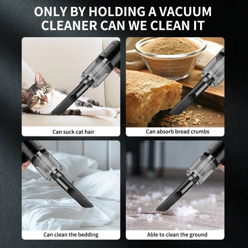 15000PA Cordless Handheld Vacuum Cleaner — Blow & Suction | Multi-Nozzle | Car, Home & Pet