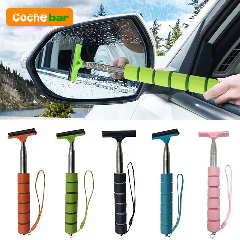 Telescopic Car Rearview Mirror Wiper – Handheld Glass Squeegee
