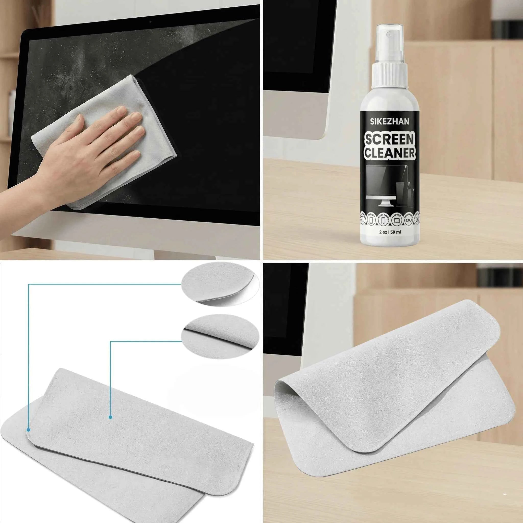 Screen Cleaner Kit – Streak-Free Spray & Microfibre Cloth for MacBook, iPad, iPhone, Laptop & TV