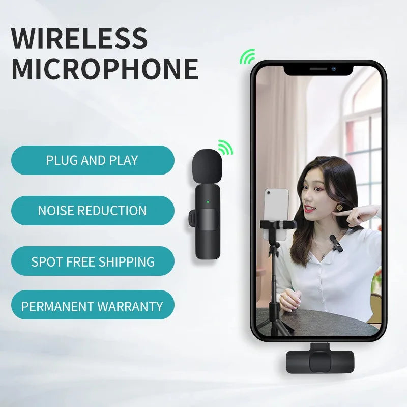Rapuntek™ Wireless Lavalier Microphone with Noise Reduction – USB-C & iPhone | Live Streaming & Interviews