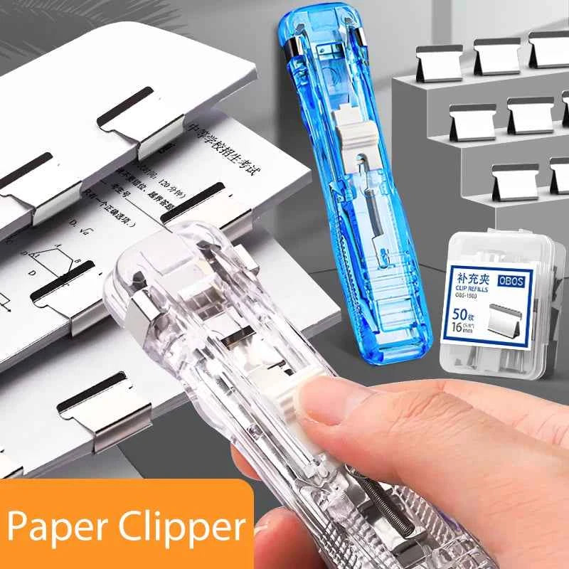 Mini Staple-Free Hand Clamp Stapler – Reusable Binder for Office, School & Home